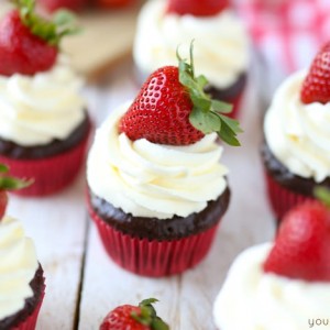 Chocolate Strawberry Cheesecake Cupcakes with chocolate ganache, yum! My new favorite cupcakes!