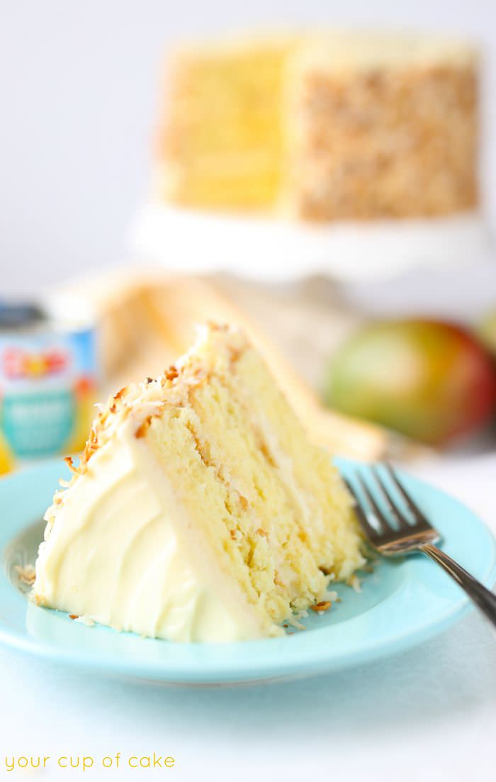 Coconut Mango Cake that makes you feel like you're on vacation in Hawaii! 