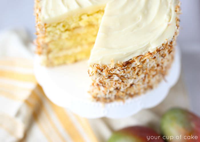 Coconut Mango Cake that makes you feel like you're on vacation in Hawaii! 