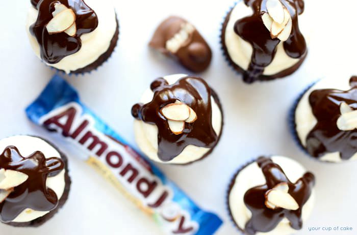 Almond Joy Cupcakes with chocolate ganache