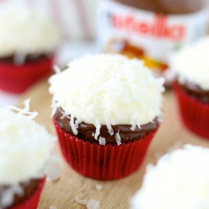 Coconut Nutella Cupcakes with Nutella ganache and coconut cream cheese frosting