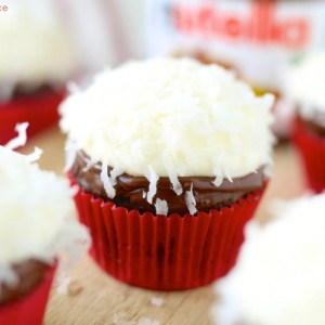 Coconut Nutella Cupcakes with Nutella ganache and coconut cream cheese frosting