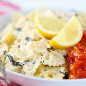 One Pot Cheesy Chicken Lemon Pasta with roasted tomatoes, my FAVORITE pasta!