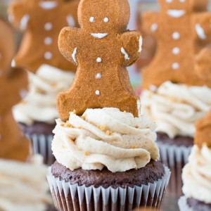 Hot Chocolate Cupcakes with Gingerbread Frosting!