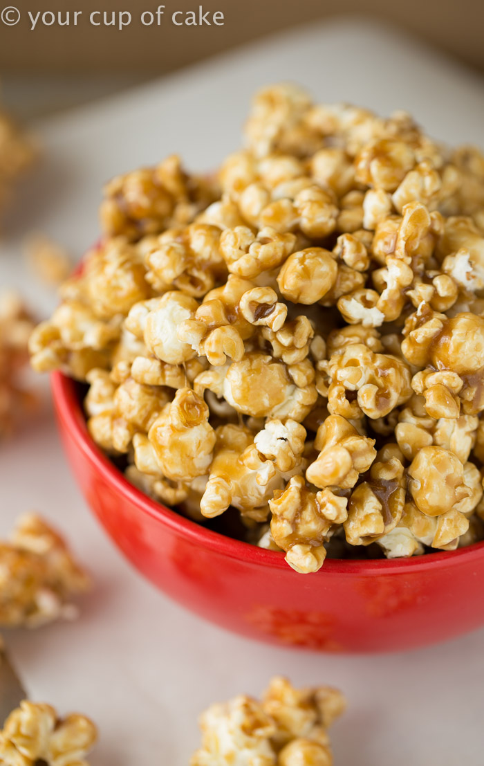 Easy Caramel Corn in the Microwave! It's the soft kind, my favorite! Easy Microwave Caramel Corn