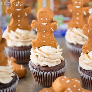 Hot Chocolate Cupcakes with Gingerbread Frosting!