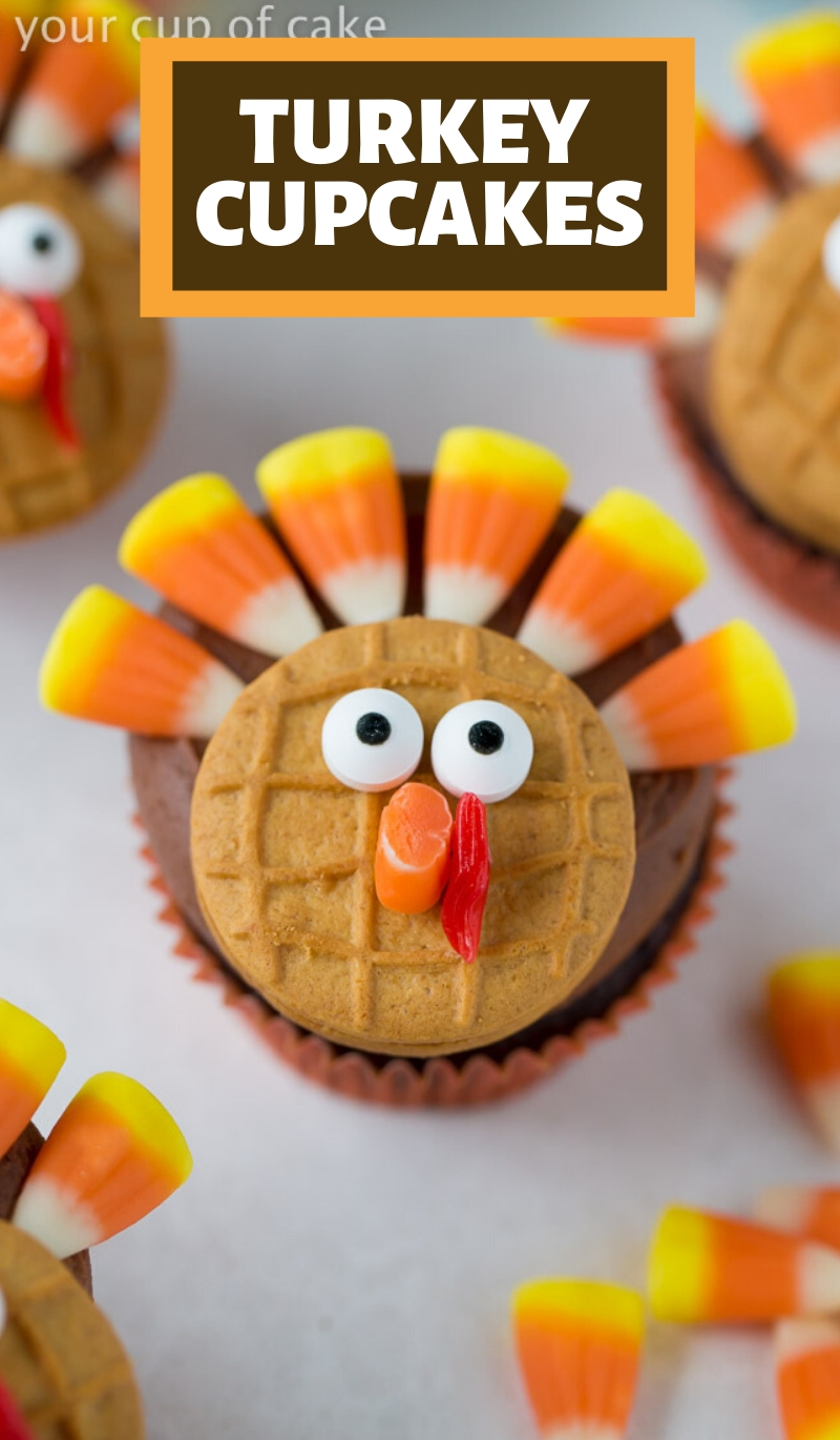 My kids LOVE making these Candy Turkey Cupcakes for Thanksgiving!