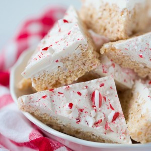 Peppermint Bark Rice Krispie Treats for Christmas!
