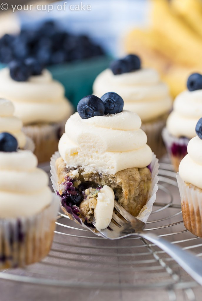 Vegan Banana Blueberry Cupcakes, SO good!  It's also a great recipe for eggless banana bread/cake! 