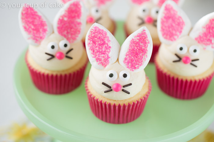 Easy Bunny Cupcakes with marshmallow ears