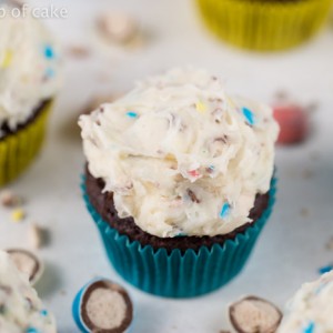Whopper Egg Cupcakes, an easy recipe perfect for using leftover Easter candy!