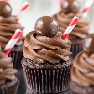 Chocolate Malt Cupcakes, yum! They taste like a milkshake!