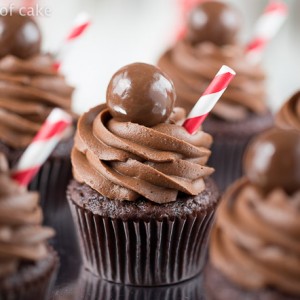 Chocolate Malt Cupcakes, yum! They taste like a milkshake!