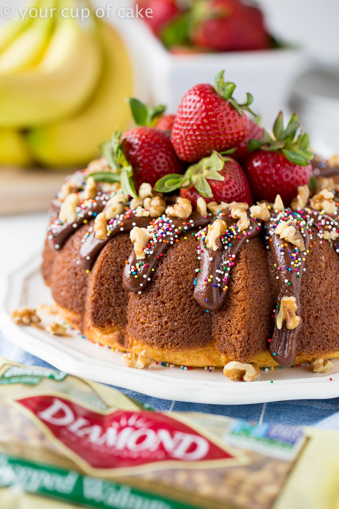Banana Split Bundt Cake for all your summer parties! This recipe is incredible!