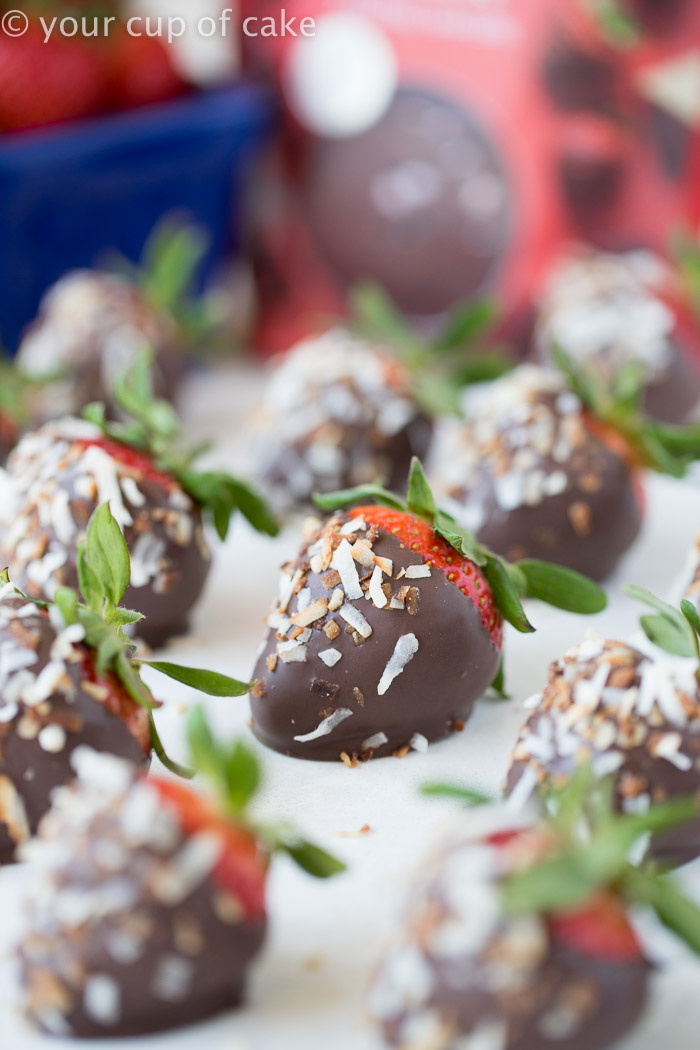 Chocolate Covered Strawberries with toasted coconut, yum!!