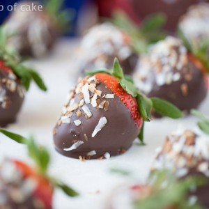 Chocolate Covered Strawberries with toasted coconut, yum!!