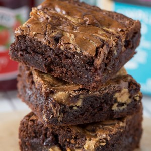 Peanut Butter and Jelly Brownies, so fun and easy to do with a brownie mix!