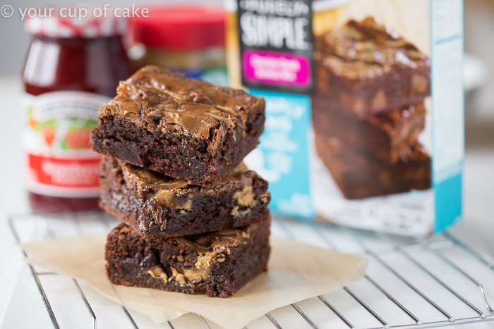Peanut Butter and Jelly Brownies, so fun and easy to do with a brownie mix! 