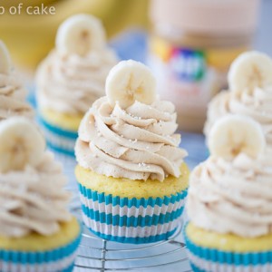 Banana Cupcakes topped with Peanut Butter Maple frosting!