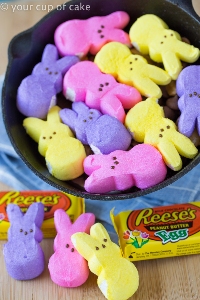 Easy Easter Peeps Skillet with Reese's Eggs! 