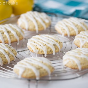 Lemon Poppy Seed Pillow Cookies with a springy lemon glaze