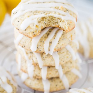 Lemon Poppy Seed Pillow Cookies with a springy lemon glaze