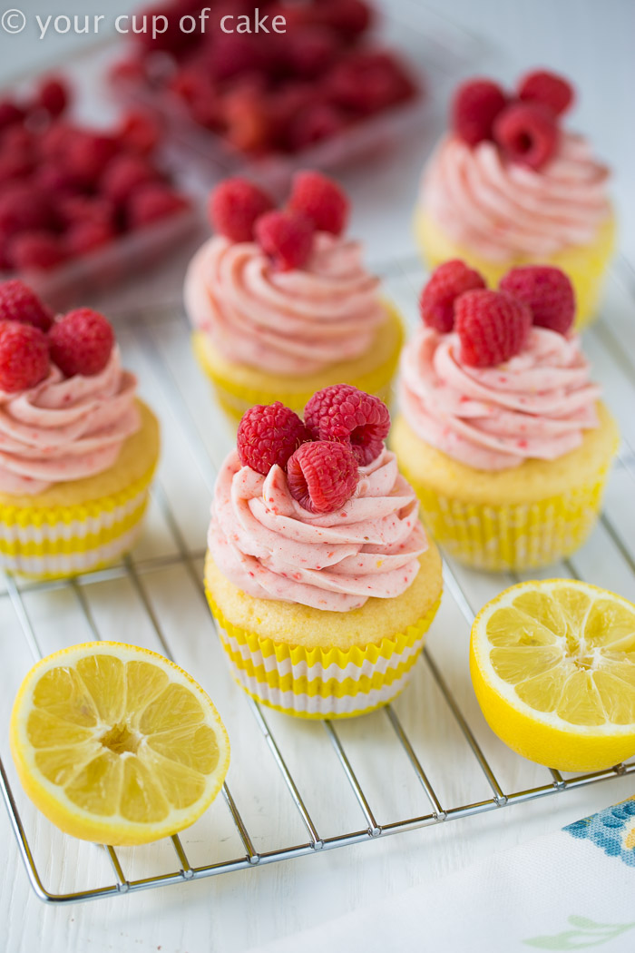 Raspberry Lemonade Cupcakes with a scratch and cake mix recipe! The raspberry frosting is to die for and perfect for a bridal shower! 