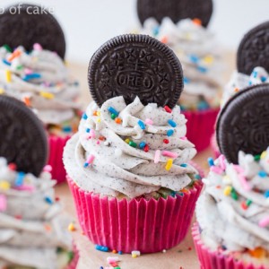 Oreo Funfetti Cupcakes with a scratch and cake mix recipe! Perfect for any party!