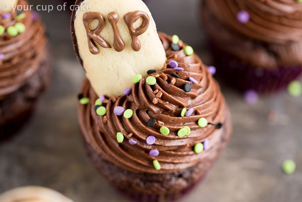 Graveyard Cupcakes made with Milano cookies! Super easy and fun for Halloween!