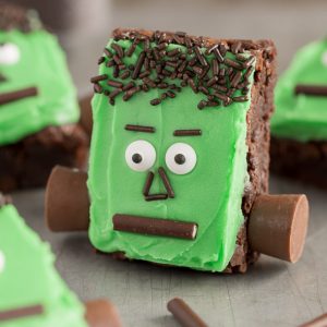 Frankenstein Brownies with rolos and sprinkles