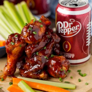 Dr Pepper Wings and Drumsticks is the perfect gameday party food! This Dr Pepper BBQ sauce recipe is awesome!