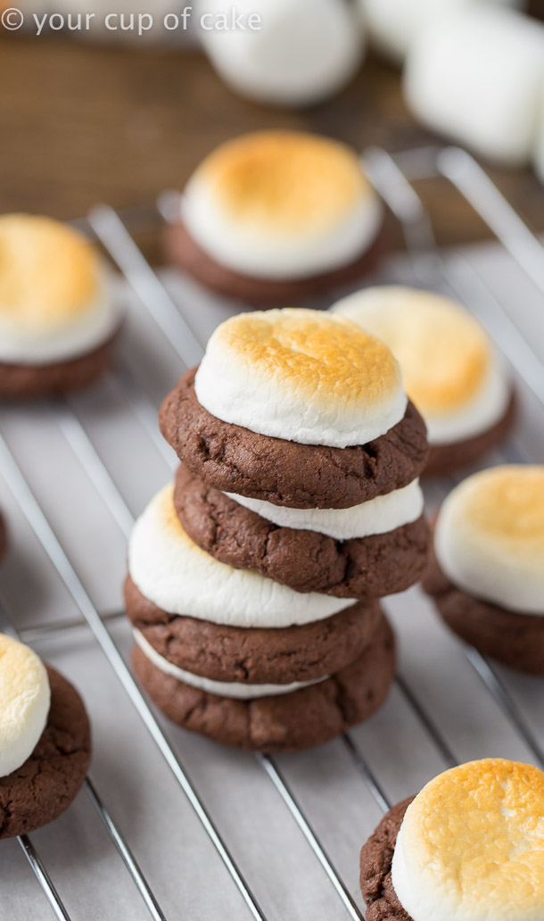 Hot Chocolate Cookies with Toasted Marshmallows