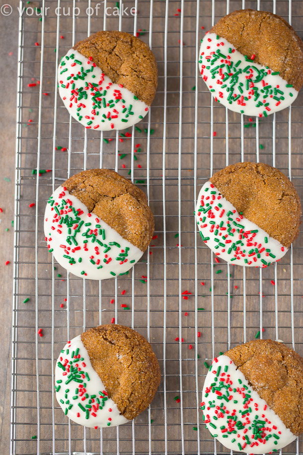 White Chocolate Dipped Gingerbread Cookies for Christmas