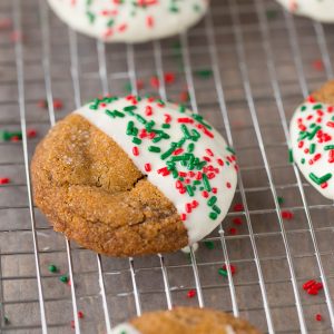 White Chocolate Dipped Gingerbread Cookies for Christmas