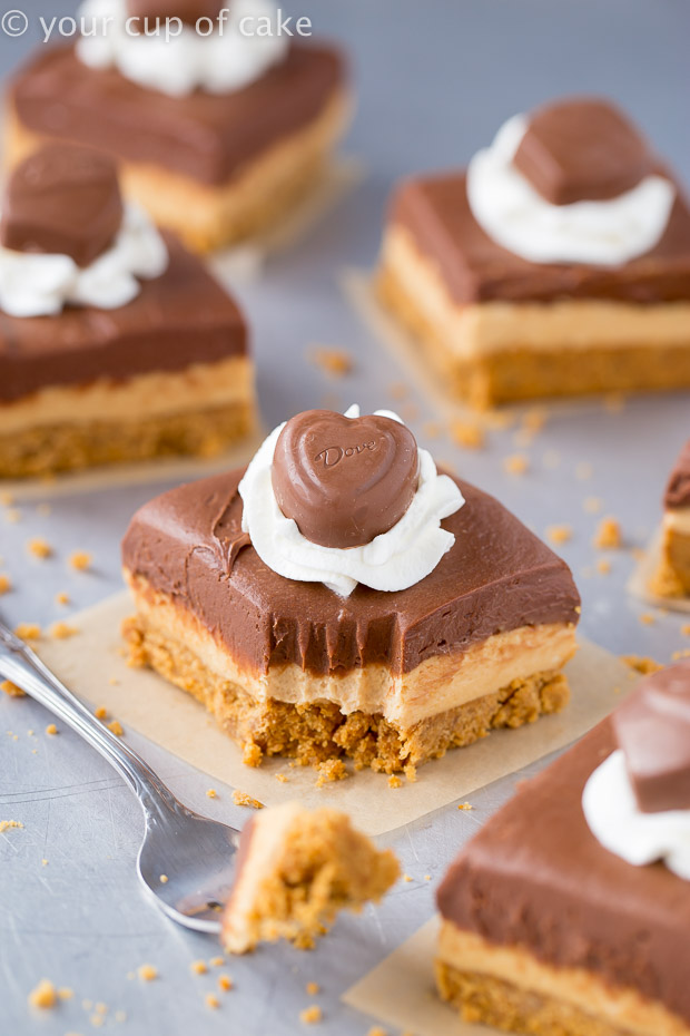 Easy to make Chocolate Peanut Butter No-Bake Cheesecake Bars