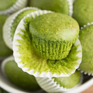 Green Machine Spinach Muffins, these are so bright and colorful! They taste like banana muffins, yummy!