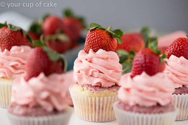 Strawberries and Cream Cupcakes with Strawberry Whipped Cream