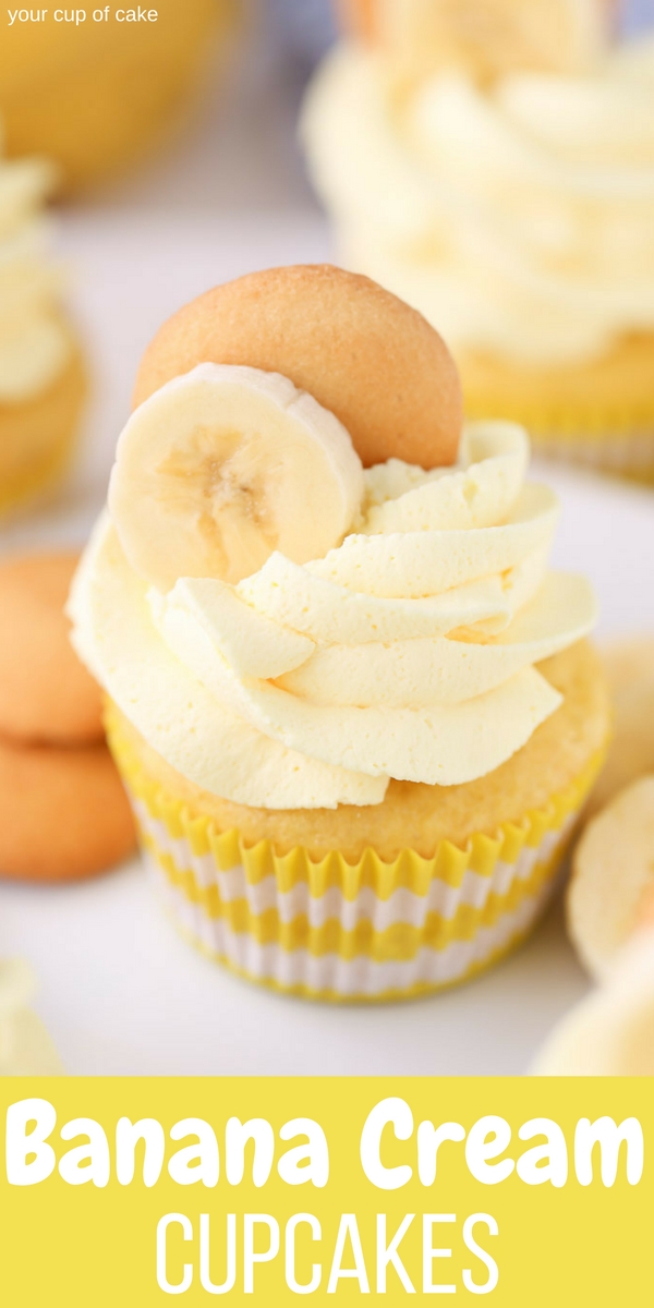 Banana Cream Cupcakes with fluffy whipped cream frosting, super easy to make!
