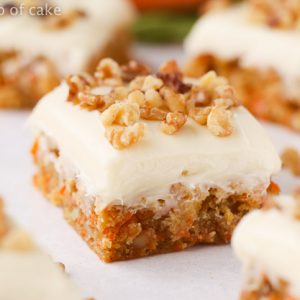 Carrot Cake Blondie Bars with cream cheese frosting