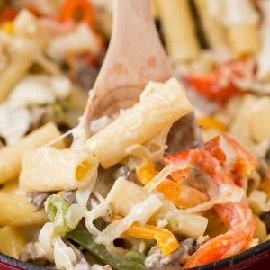 Philly Cheesesteak Rigatoni Pasta