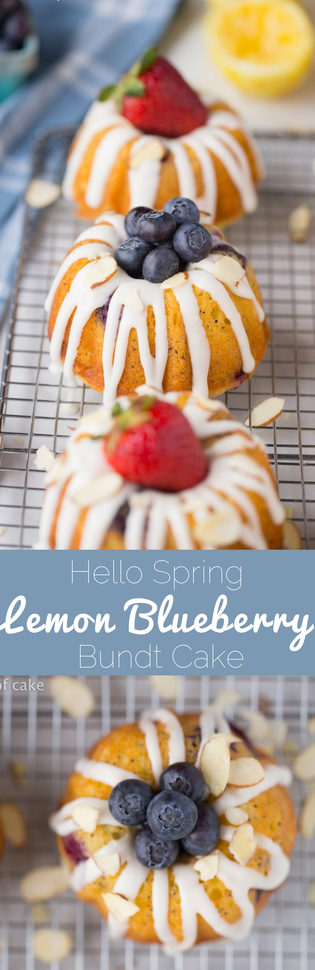 The Ultimate Lemon Blueberry Bundt Cakes with Poppy Seeds and Almond Glaze, WOW this recipe is easy and awesome!