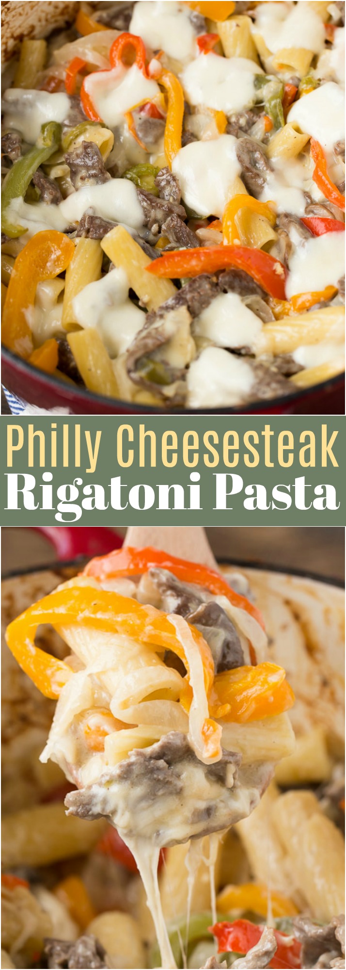 Philly Cheesesteak Rigatoni Pasta! LOVE this recipe!