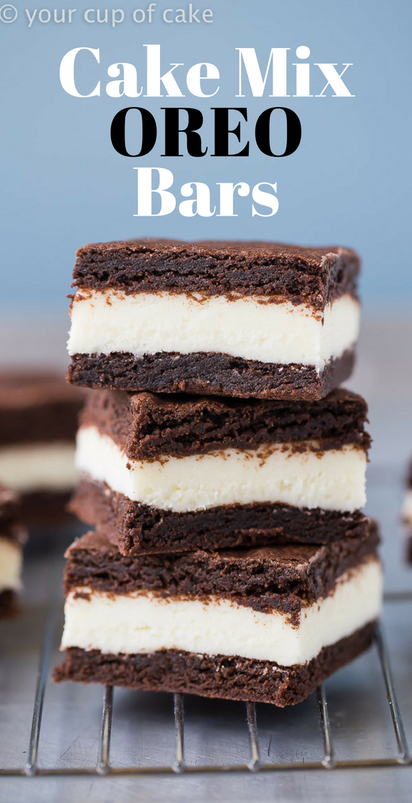 Cake Mix Oreo Bars for the Oreo obsessed! Everyone asks for this recipe at every party!
