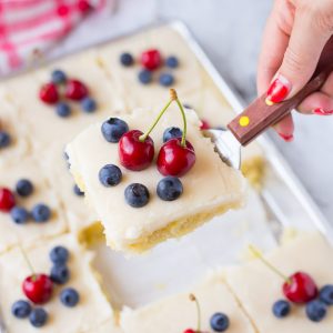 Red White and Blue Lemon Texas Sheet Cake