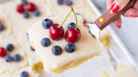 Red White and Blue Lemon Texas Sheet Cake