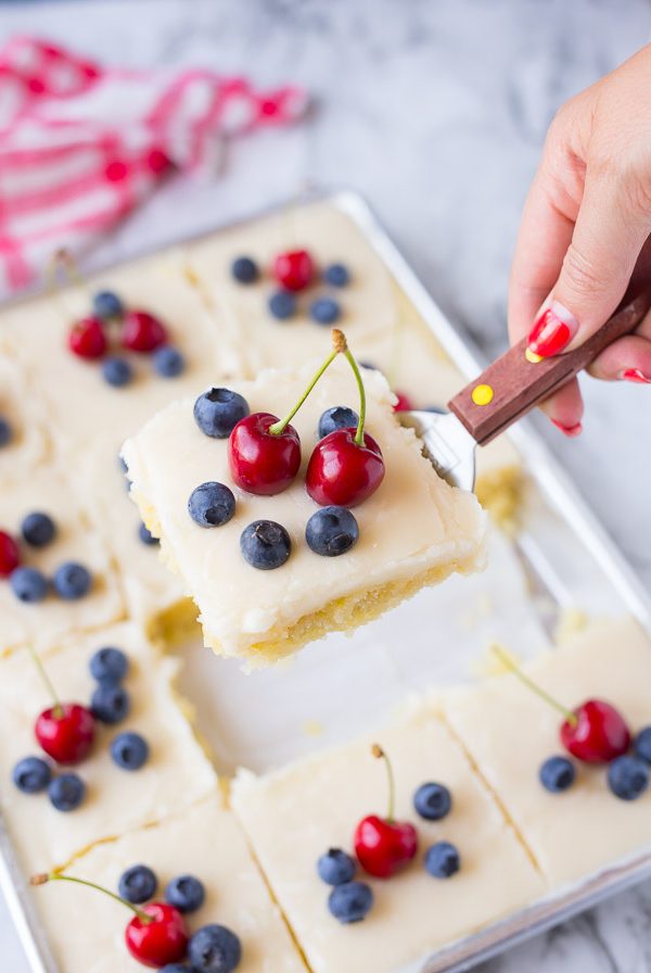 Red White and Blue Lemon Texas Sheet Cake