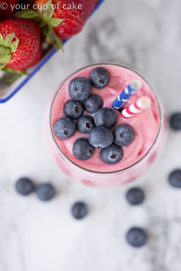 Strawberry Banana 4th of July Smoothie for a patriotic snack
