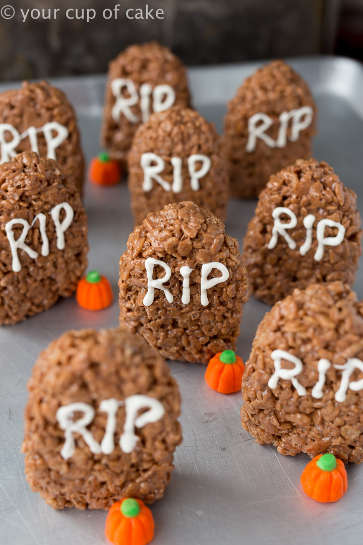 Tombstone Rice Krispie Treats for Halloween - Your Cup of Cake