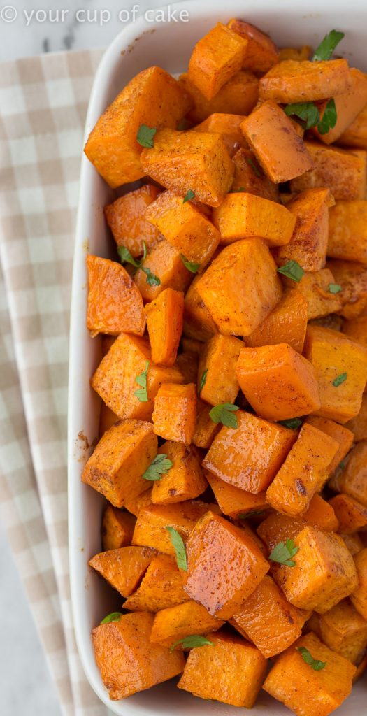 Cinnamon Roasted Sweet Potatoes - Your Cup of Cake