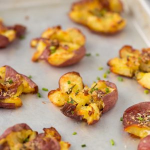 Favorite Thanksgiving Side Dish: Cheesy Crash Potatoes are the perfect crispy potato side dish!